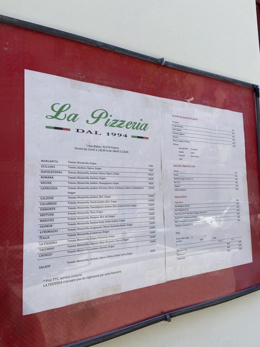 La Pizzeria menu 1