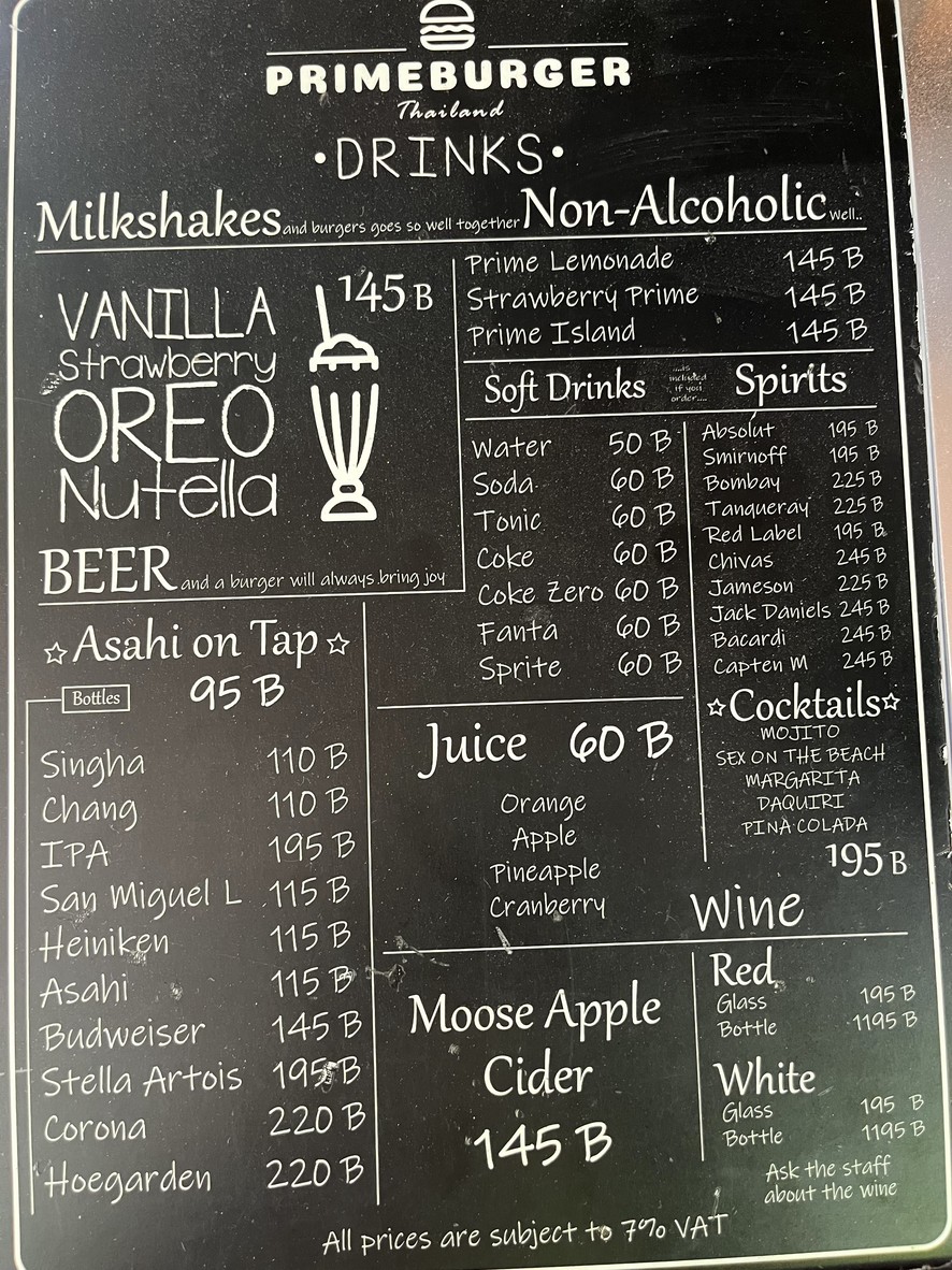 Prime Burger Sukhumvit menu 2