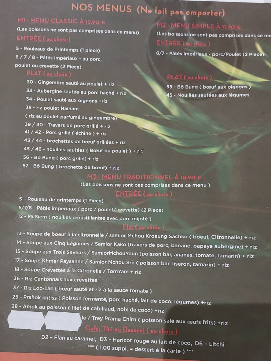 Bambou d'Or menu 4