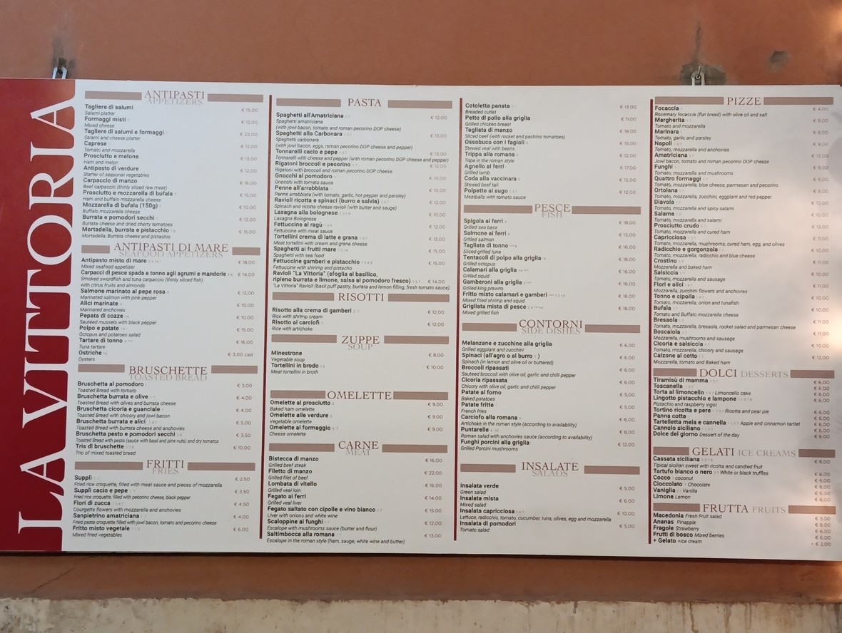 Restaurant "La Vittoria" menu 1