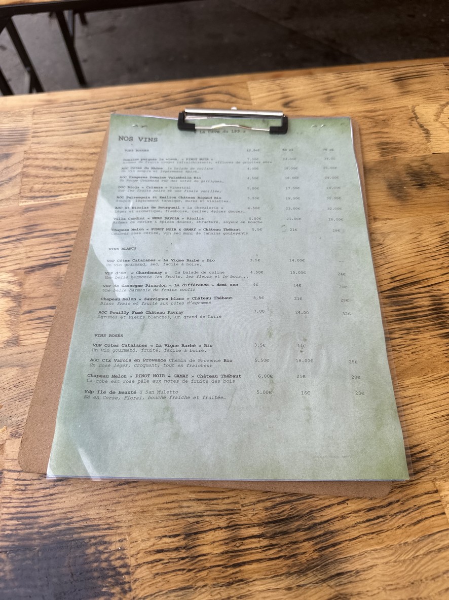 LPP Bistrot menu 3