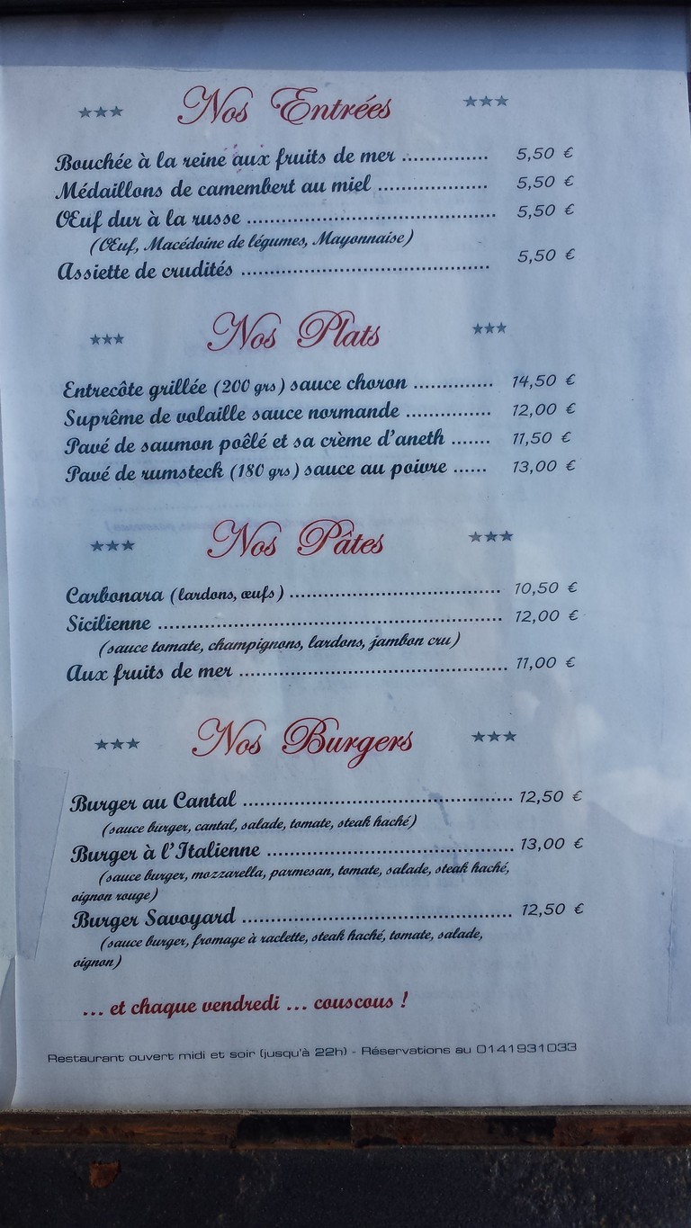 Le Berlioz menu 1