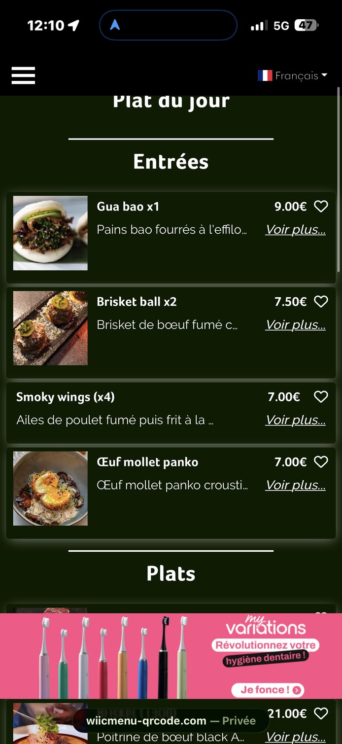 Tomahawk 餐厅 menu 1