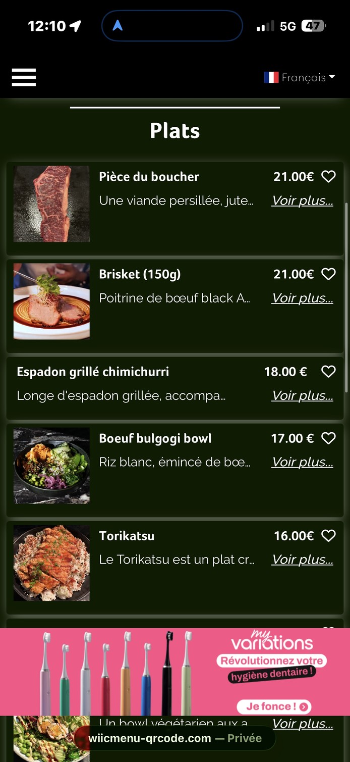 Tomahawk 餐厅 menu 2