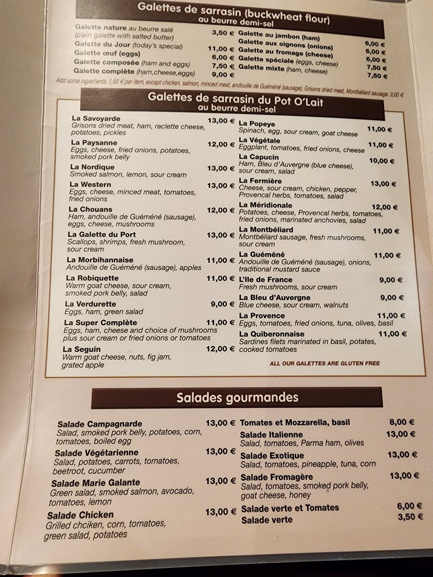 Le Pot O'Lait menu 2