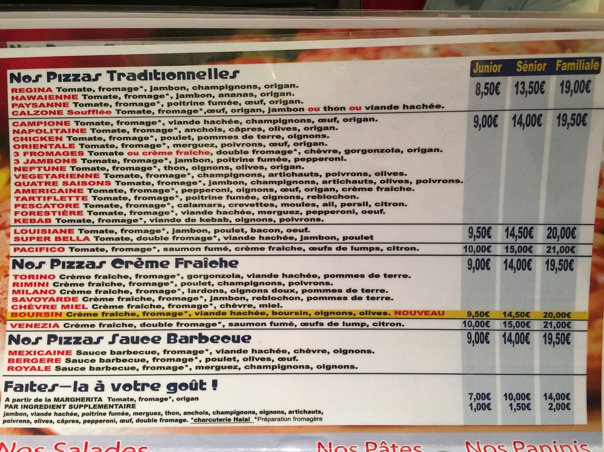 Bella Pizza menu 1