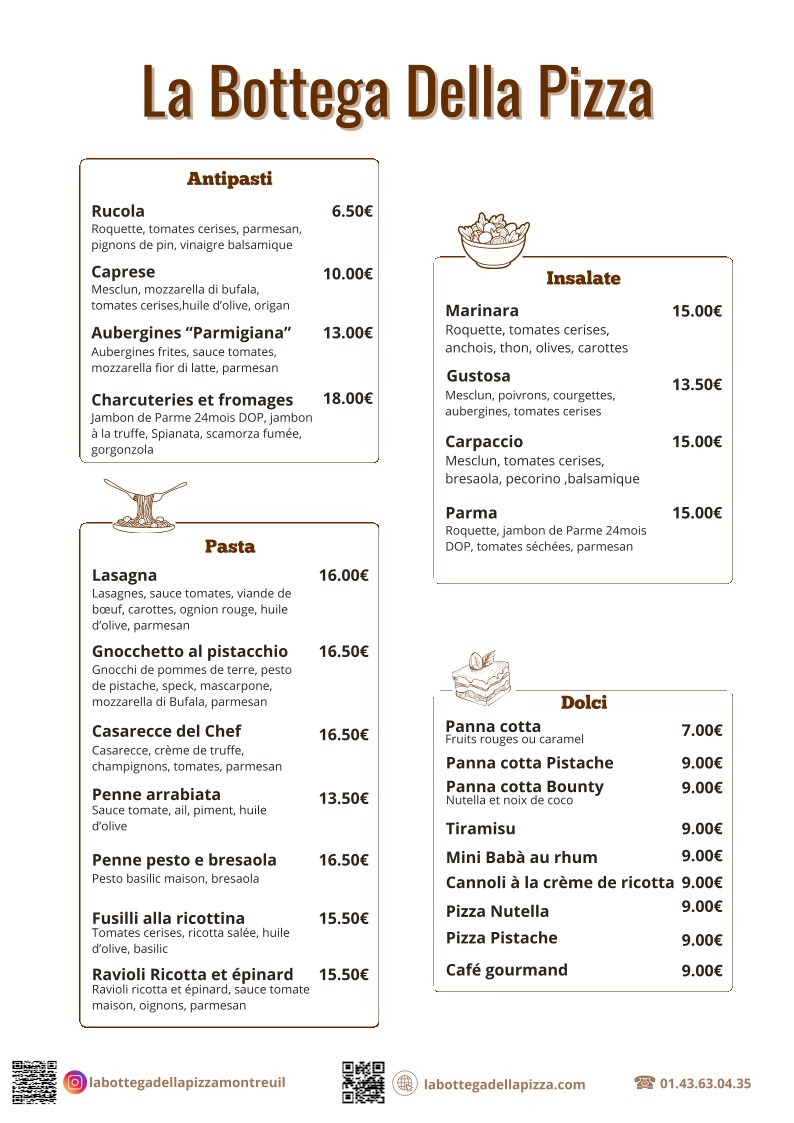 La Bottega Della Pizza menu 1