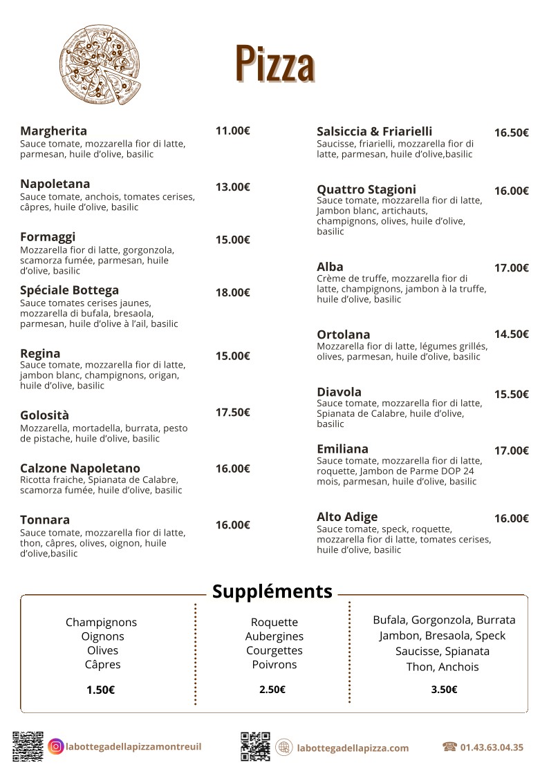 La Bottega Della Pizza menu 2