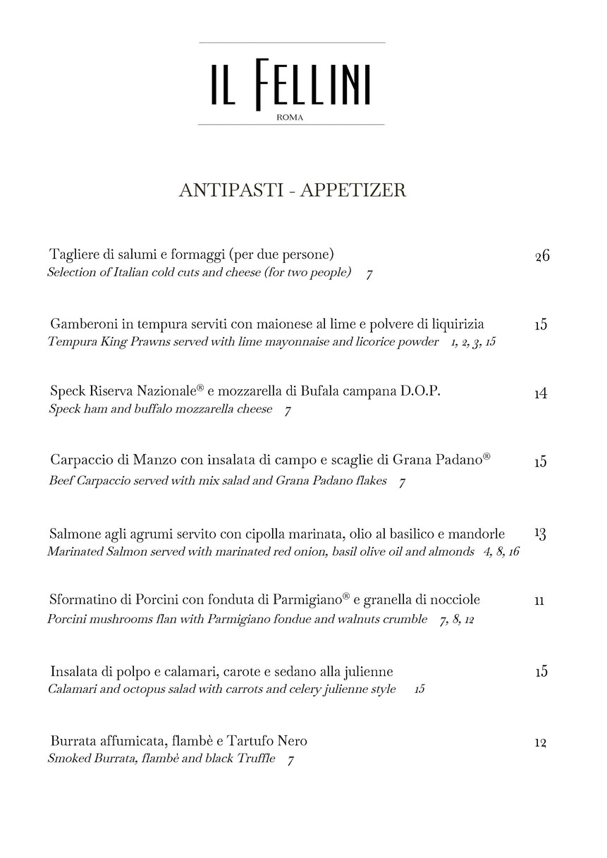 Ristorante Il Fellini menu 1