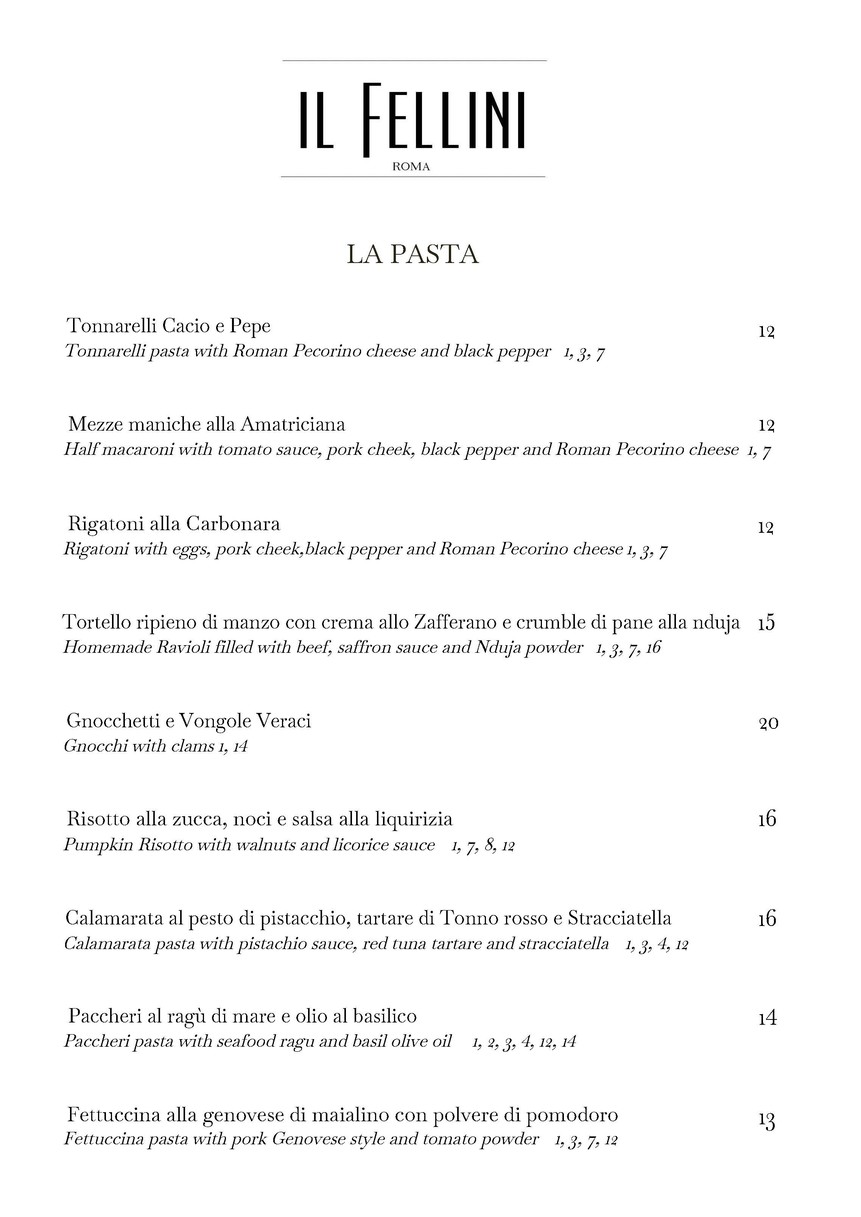 Ristorante Il Fellini menu 2