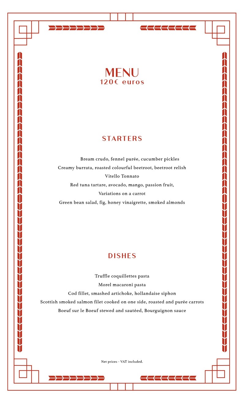 Le Boeuf sur le Toit menu 1