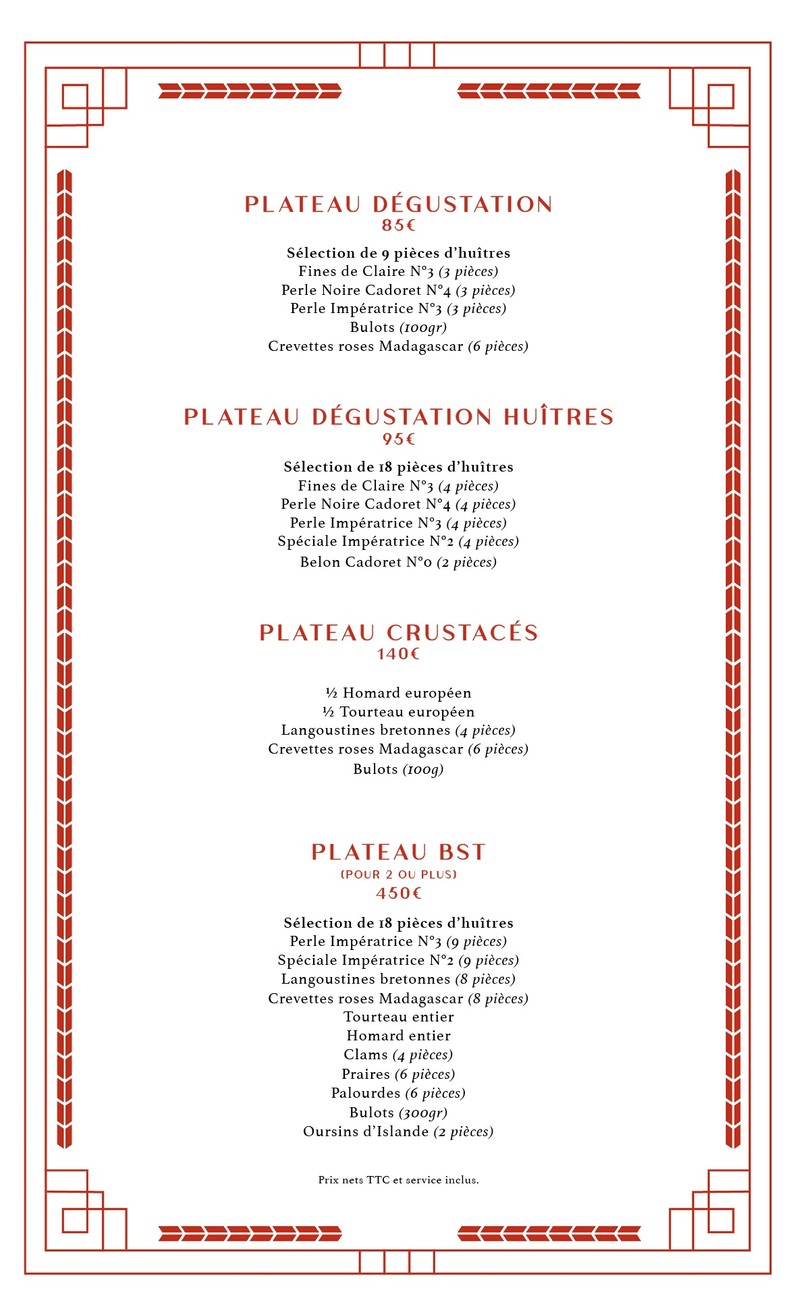Le Boeuf sur le Toit menu 2