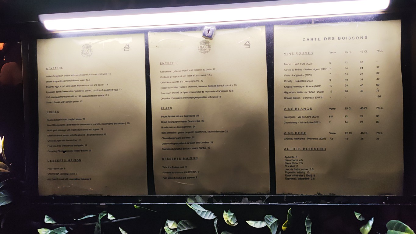 Les Mauvais Garçons menu 3