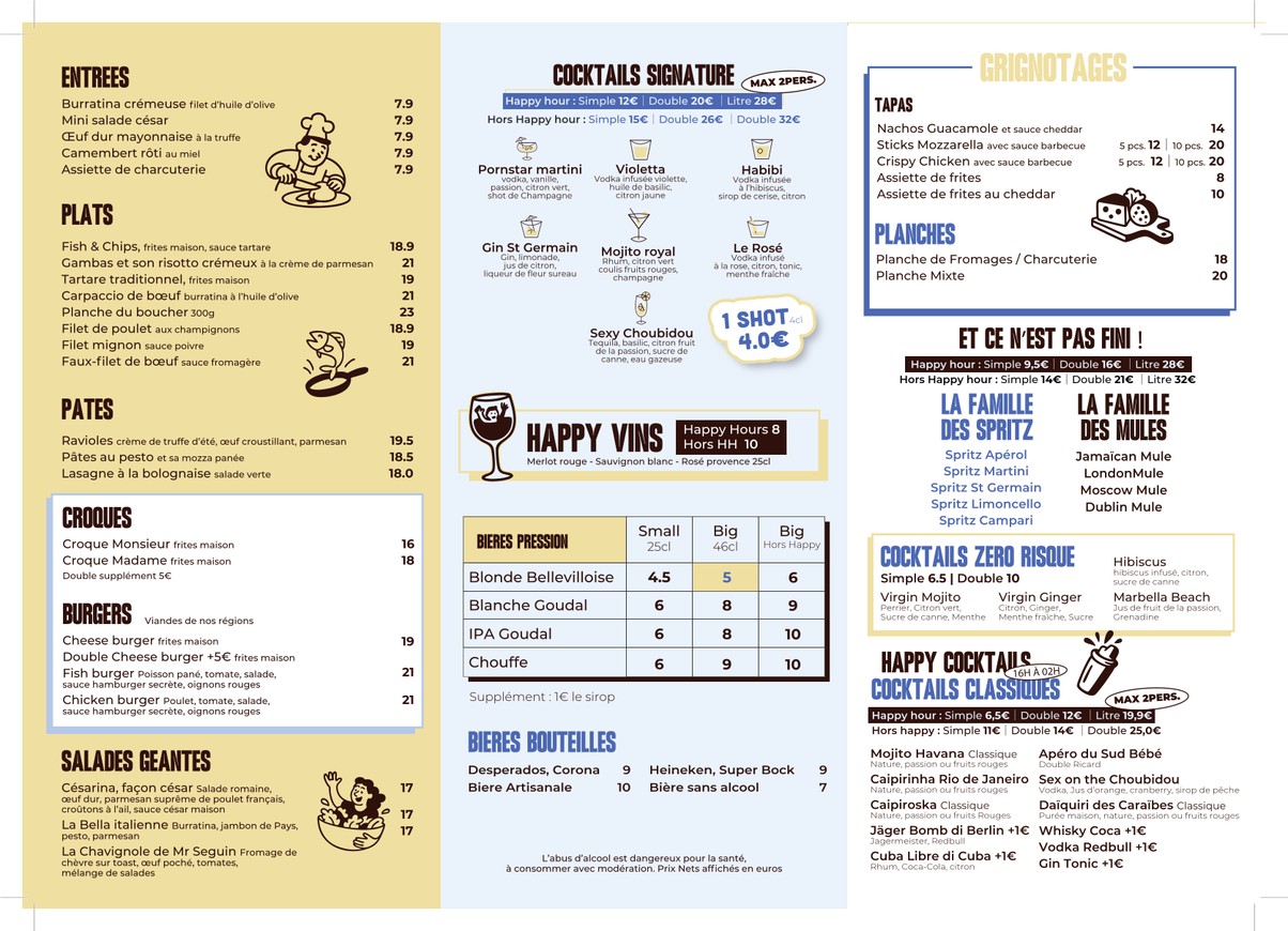 Choubidou Bastille menu 1