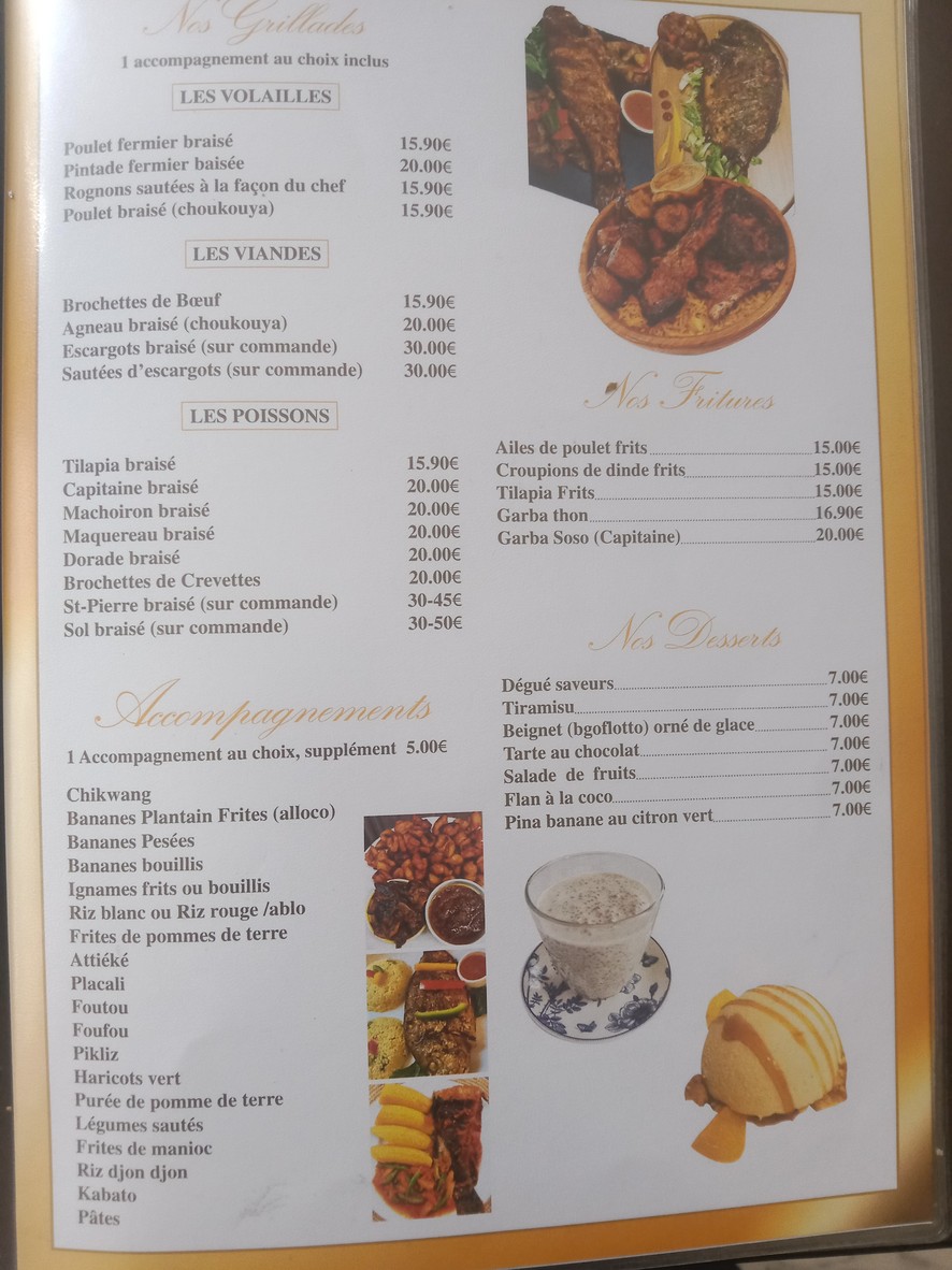 Le restaurant D&M2 chez Monoko menu 2