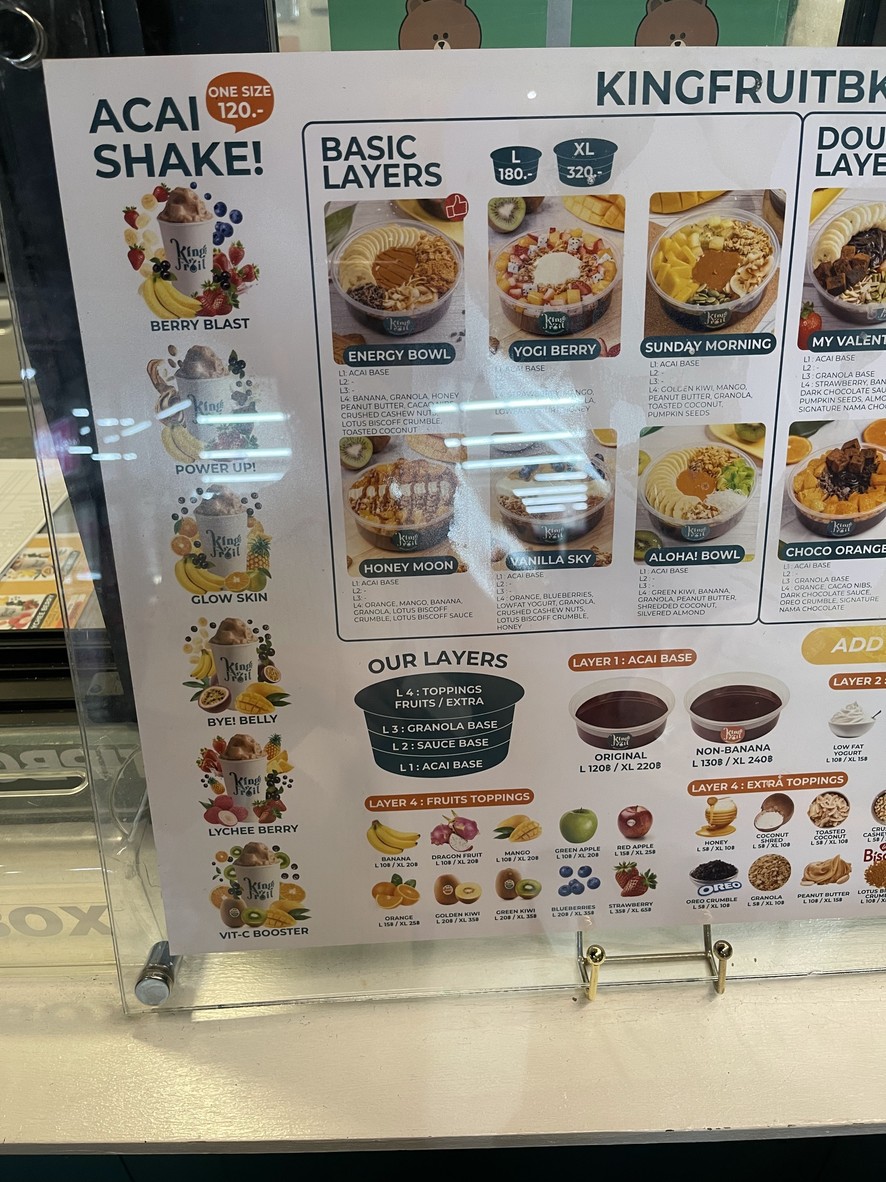 KINGFRUITBKK : Acai Bowl 萨恩镇分店 menu 3