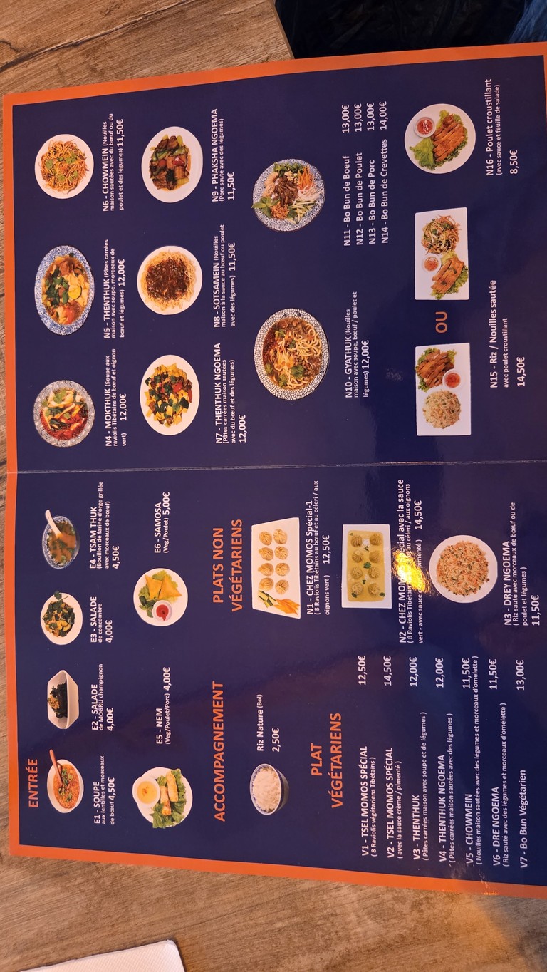 Restaurant Tibétain Fait Maison Chez MOMOS ༼བཅུད་ལྡན་མོག་མོག་ཟ་ཁང་།༽ Ménilmontant menu 2
