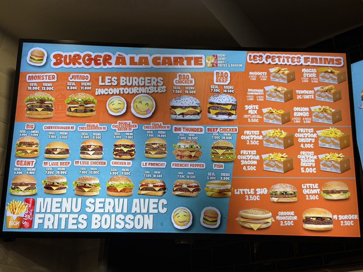 BIG M PARIS menu 1