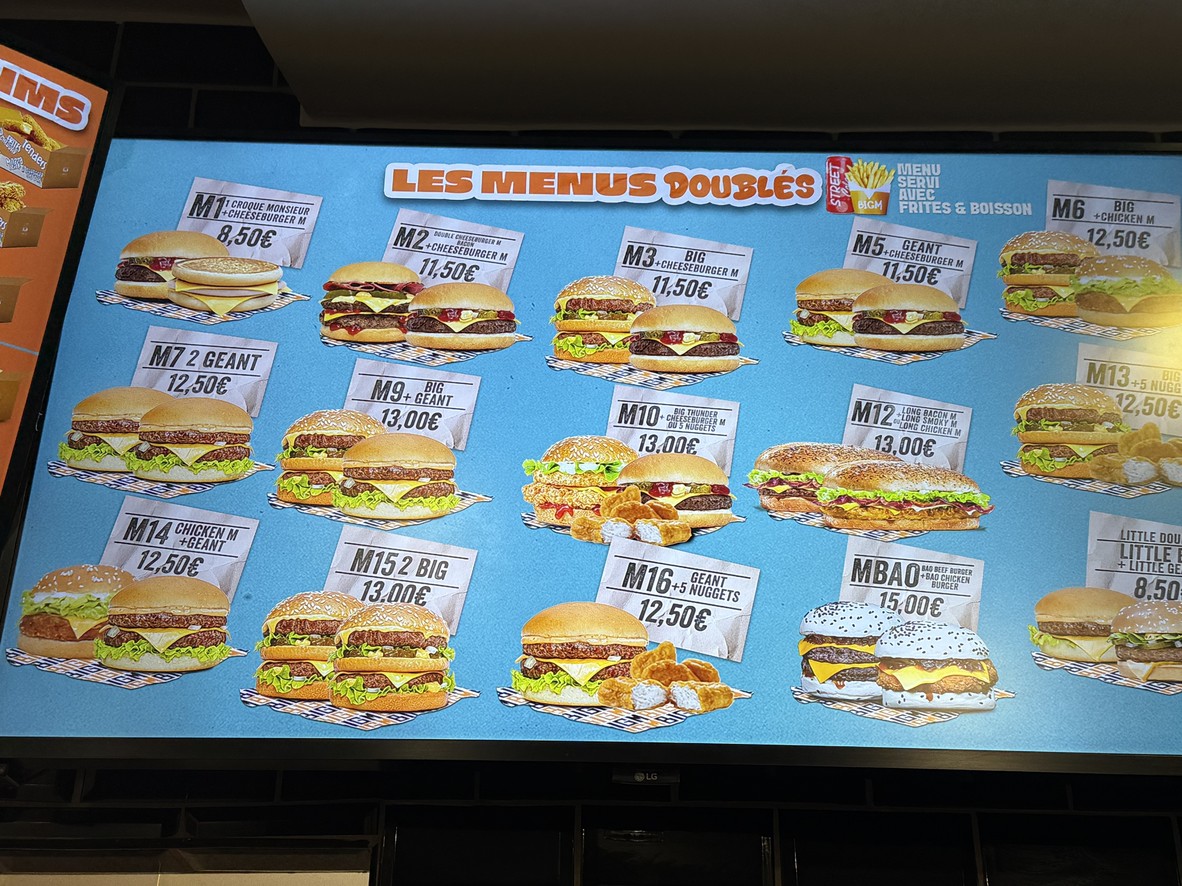 BIG M PARIS menu 2