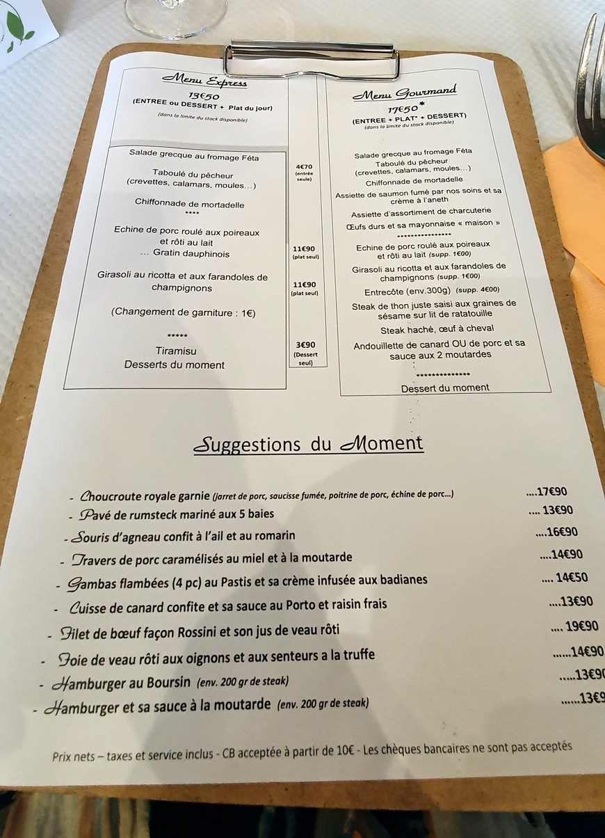 Tabac Des Ecoles menu 2