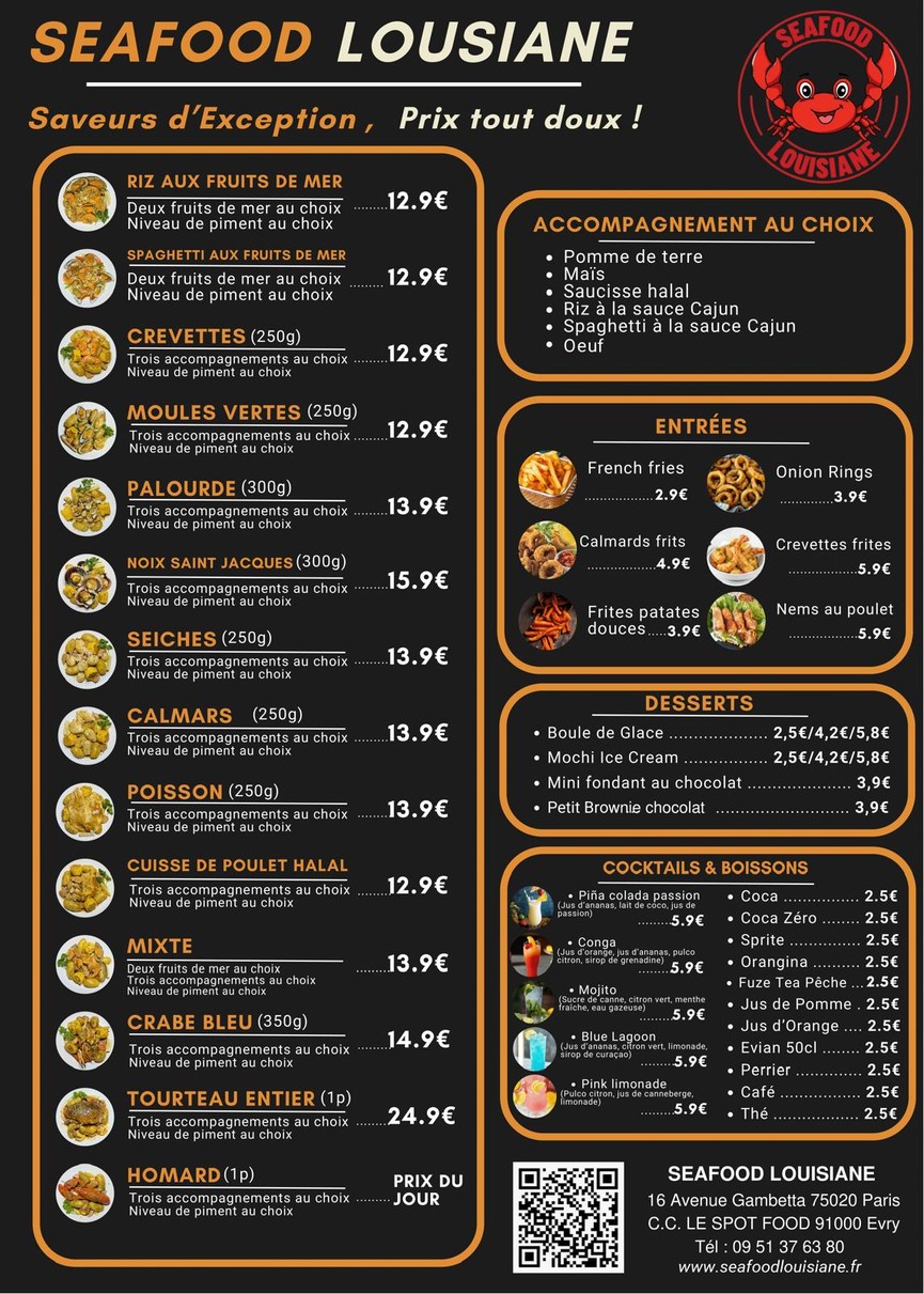 Seafood Louisiane menu 1