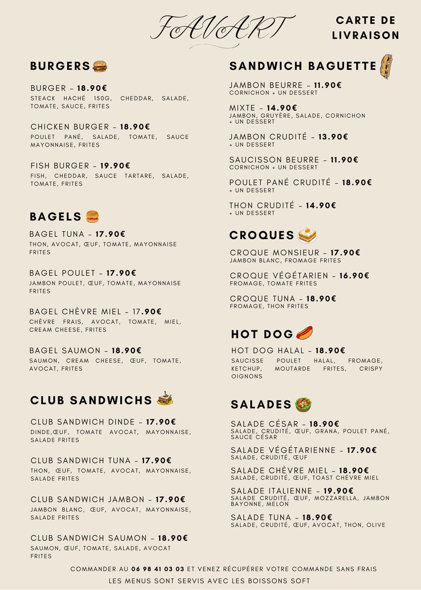 Bistrot Favart menu 1