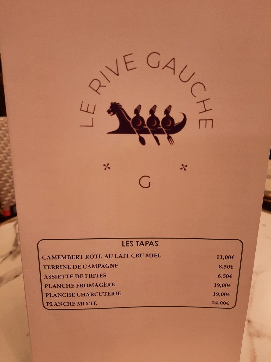 Le Rive Gauche menu 1