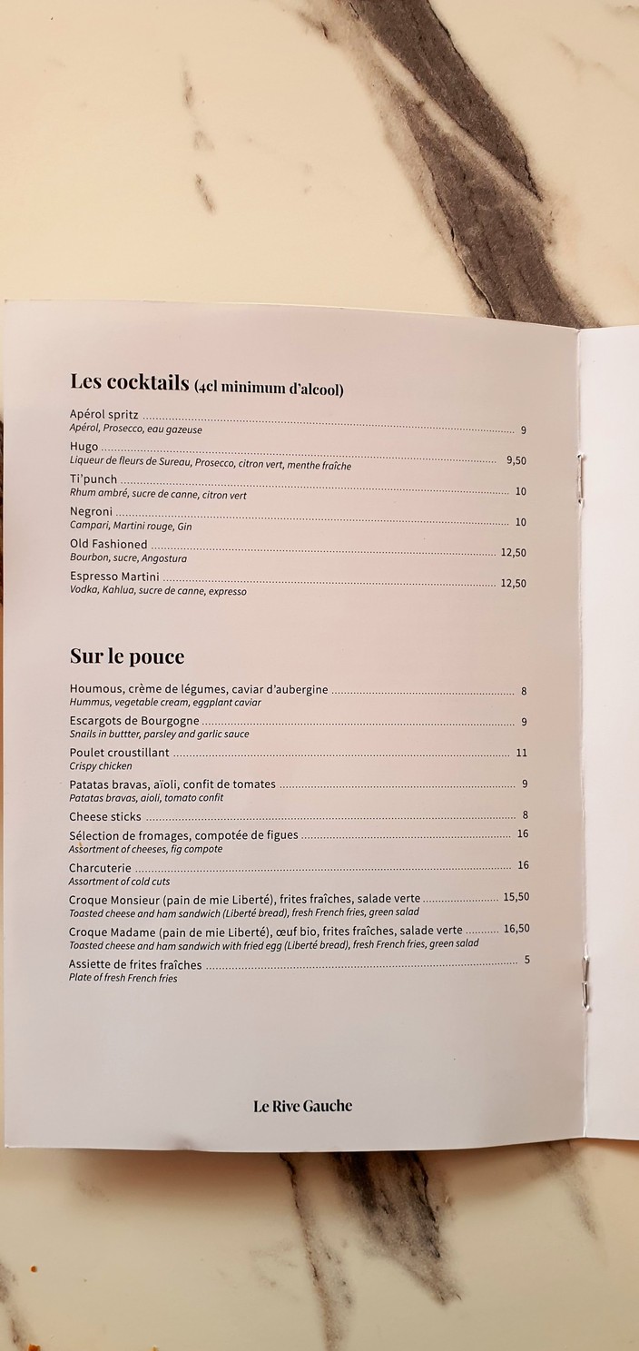 Le Rive Gauche menu 2