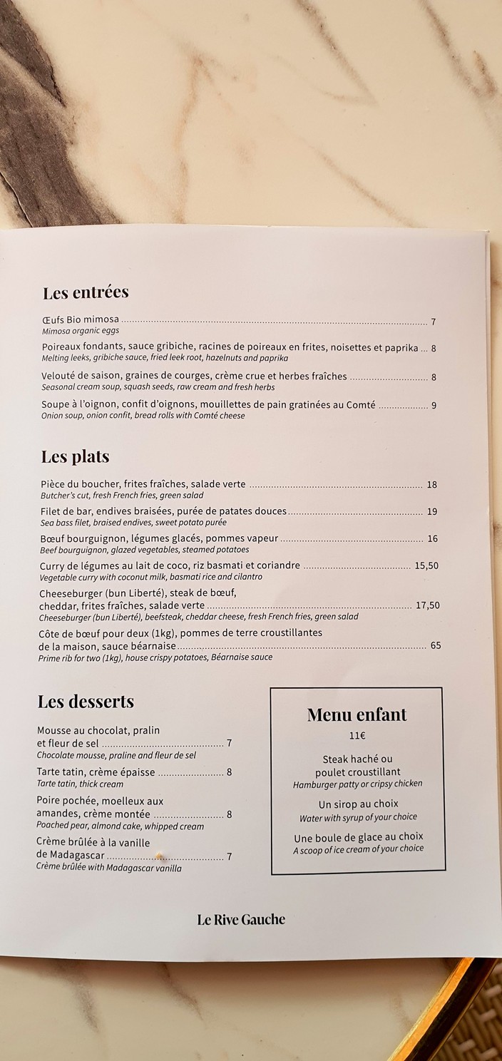 Le Rive Gauche menu 3