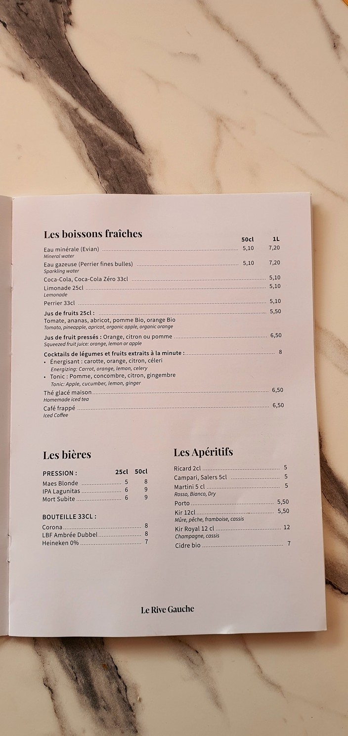 Le Rive Gauche menu 4