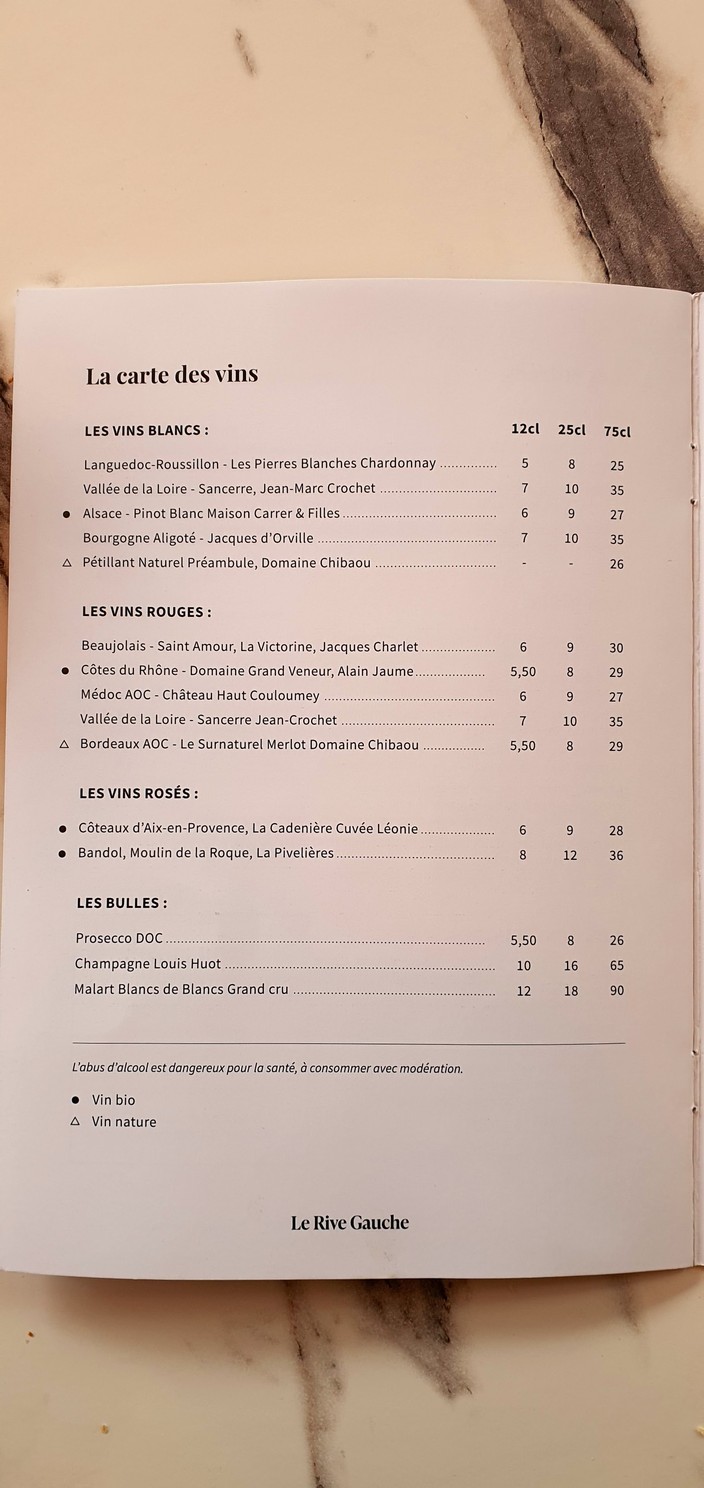 Le Rive Gauche menu 5