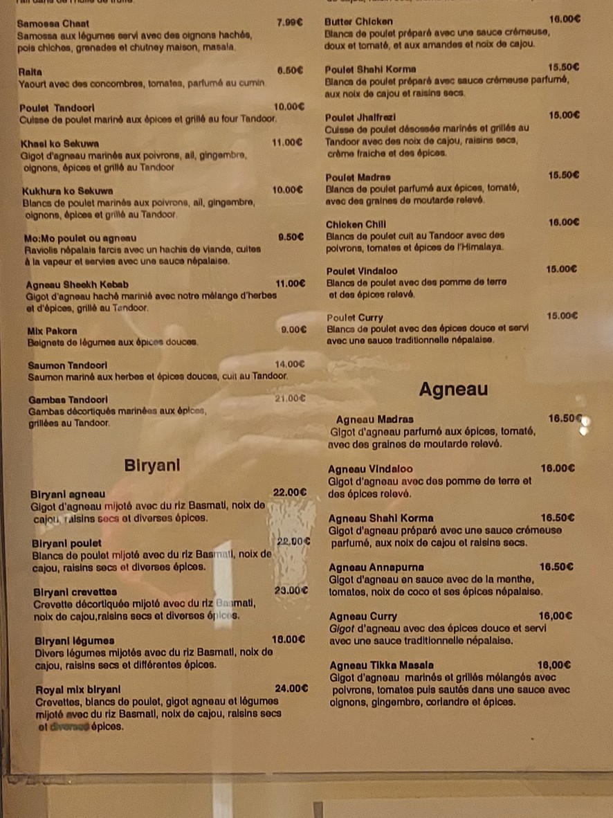 Samrat menu 2