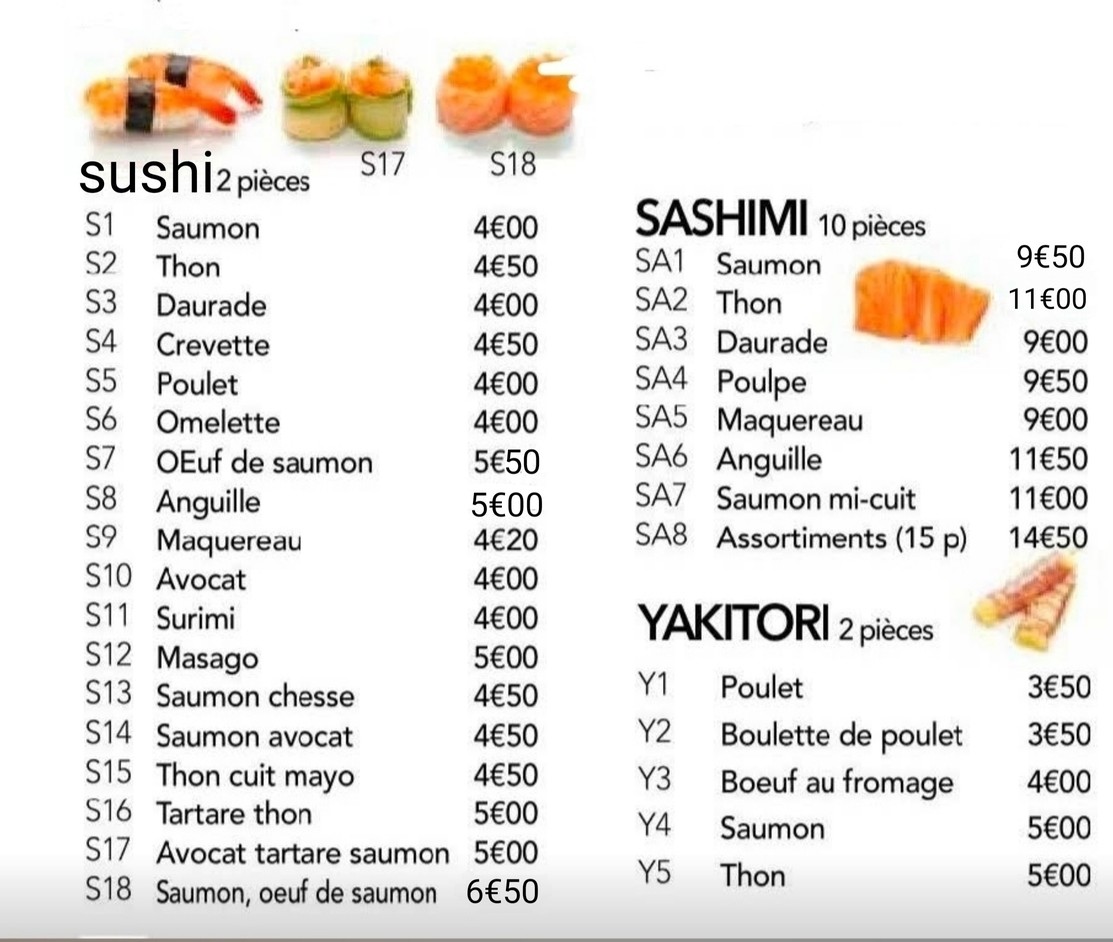 sushi HIRO restaurant japonais menu 2