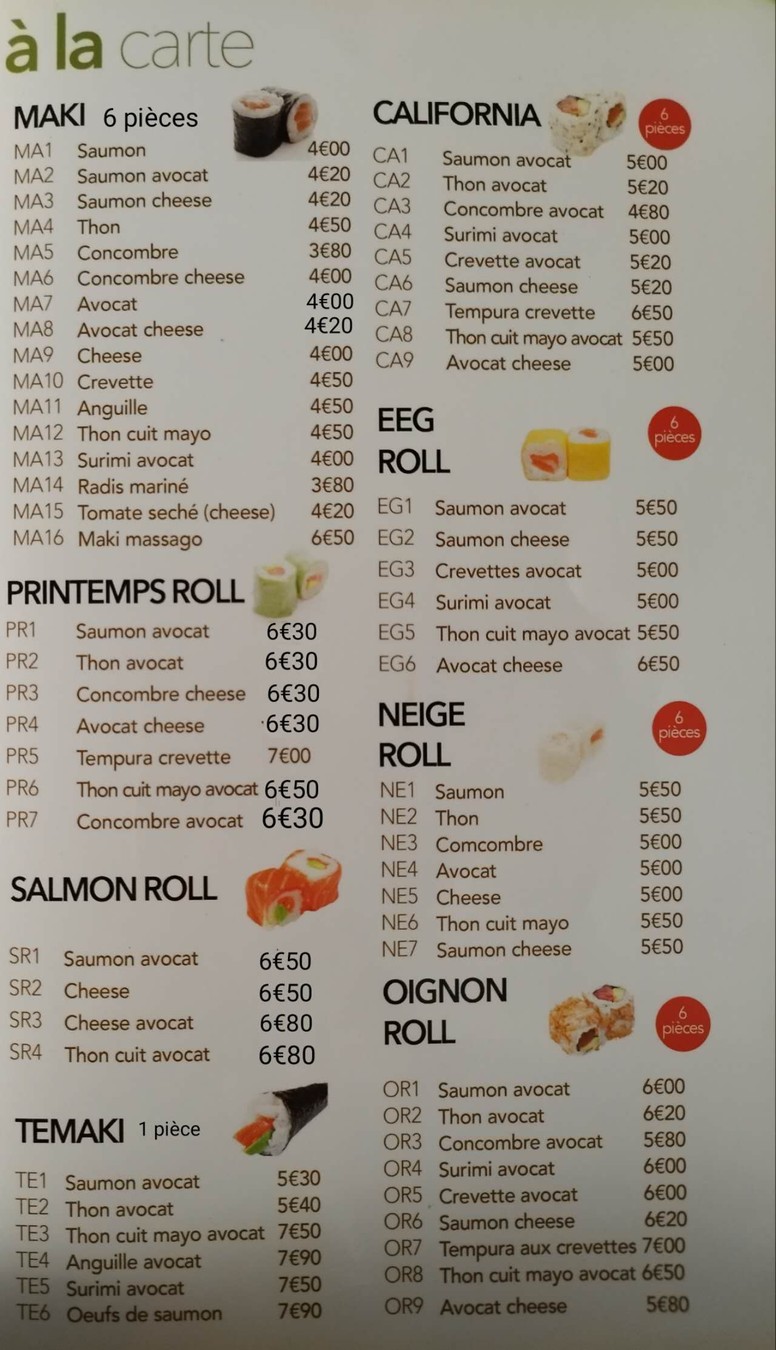 sushi HIRO restaurant japonais menu 3