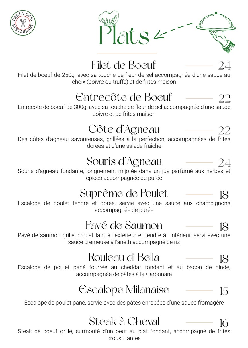 Pasta Cosi menu 3