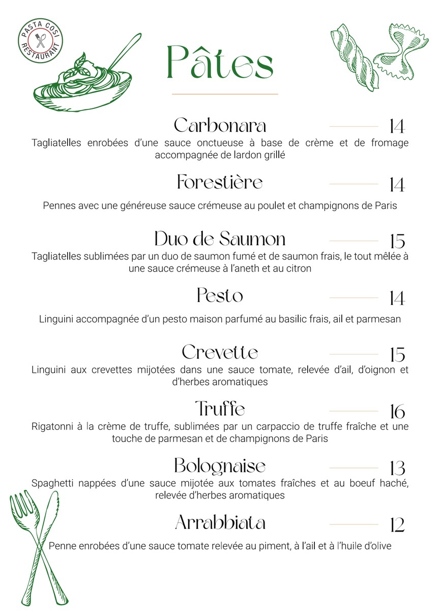 Pasta Cosi menu 4