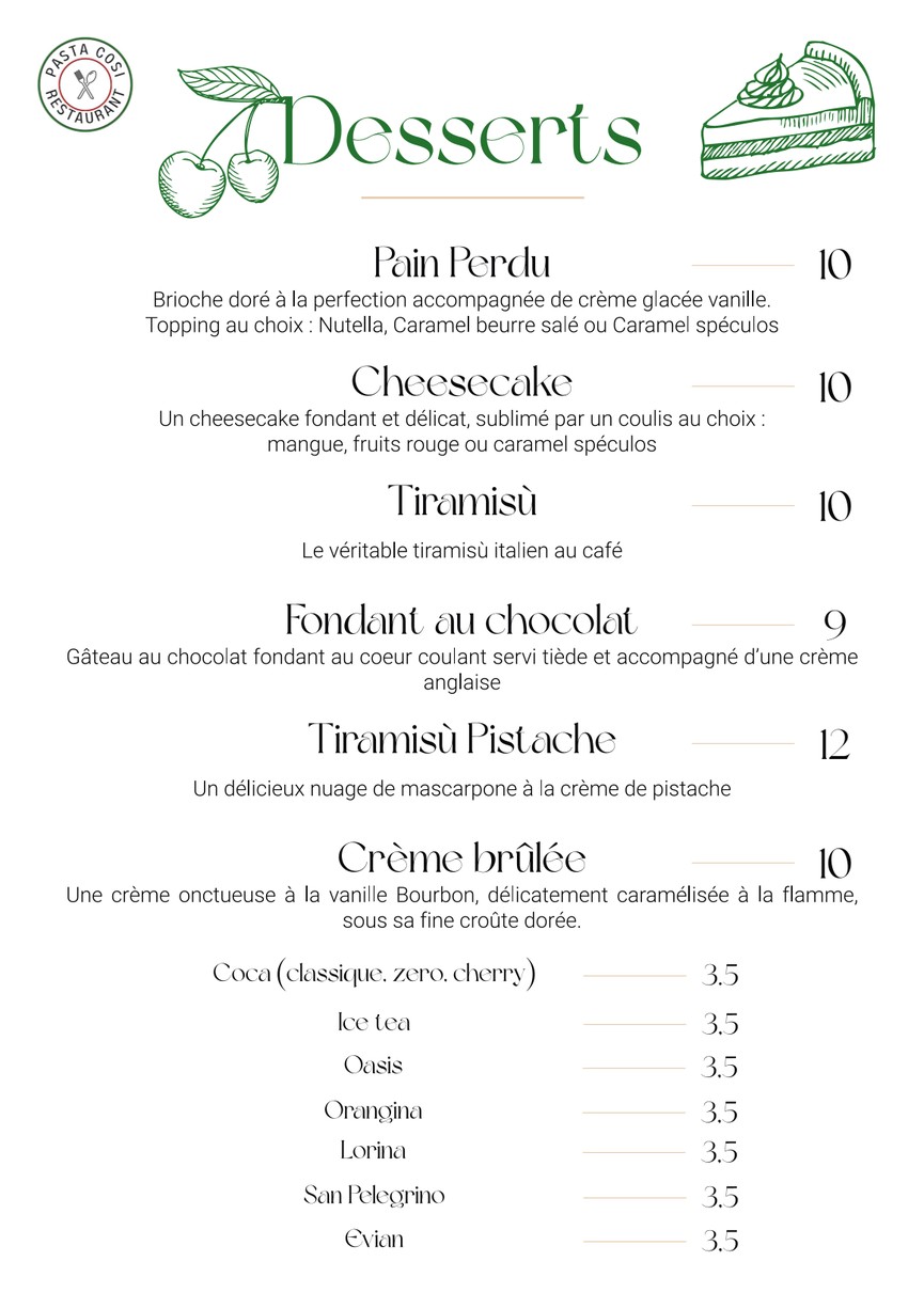 Pasta Cosi menu 6