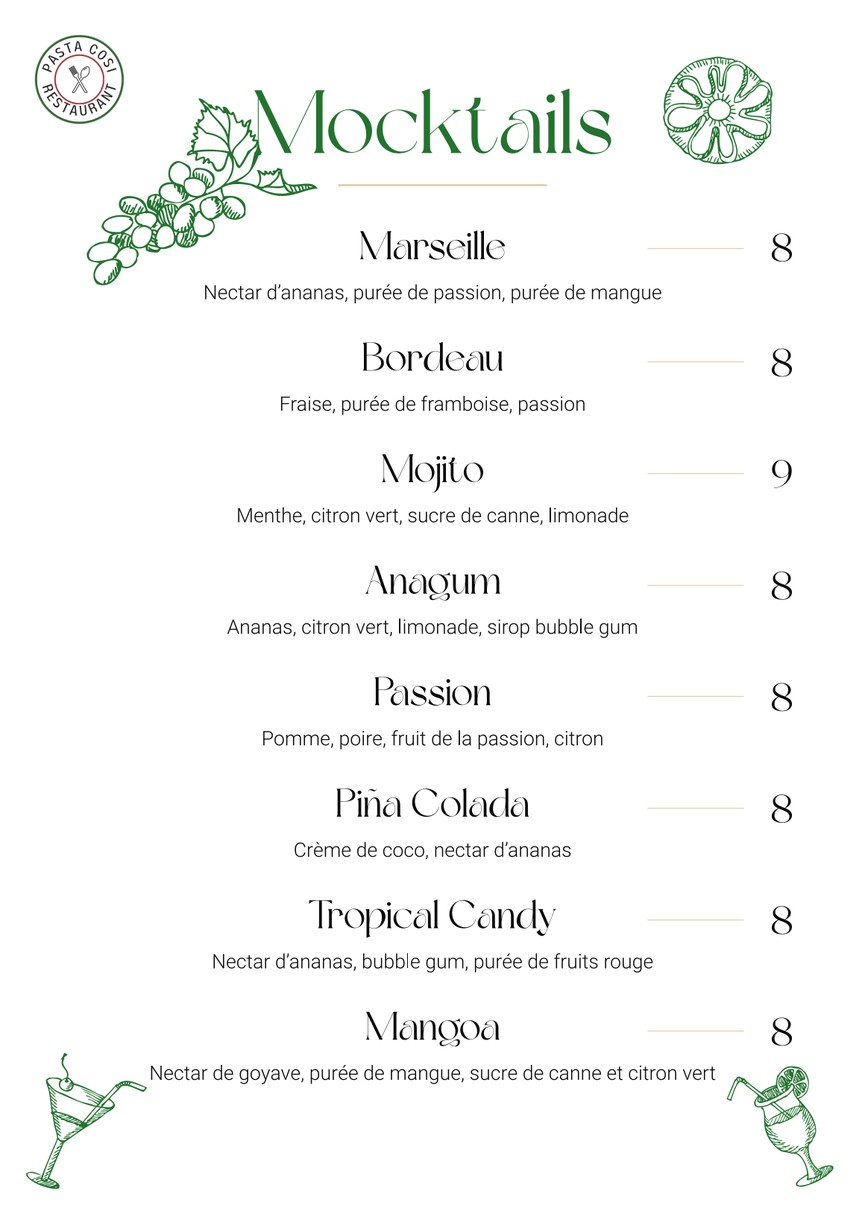 Pasta Cosi menu 7