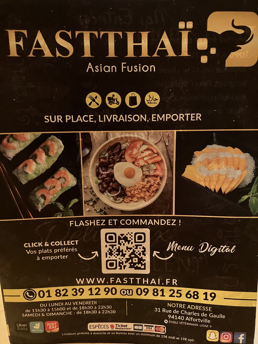 Fast Thaï menu 1