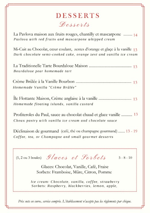 Restaurant Paul menu 3