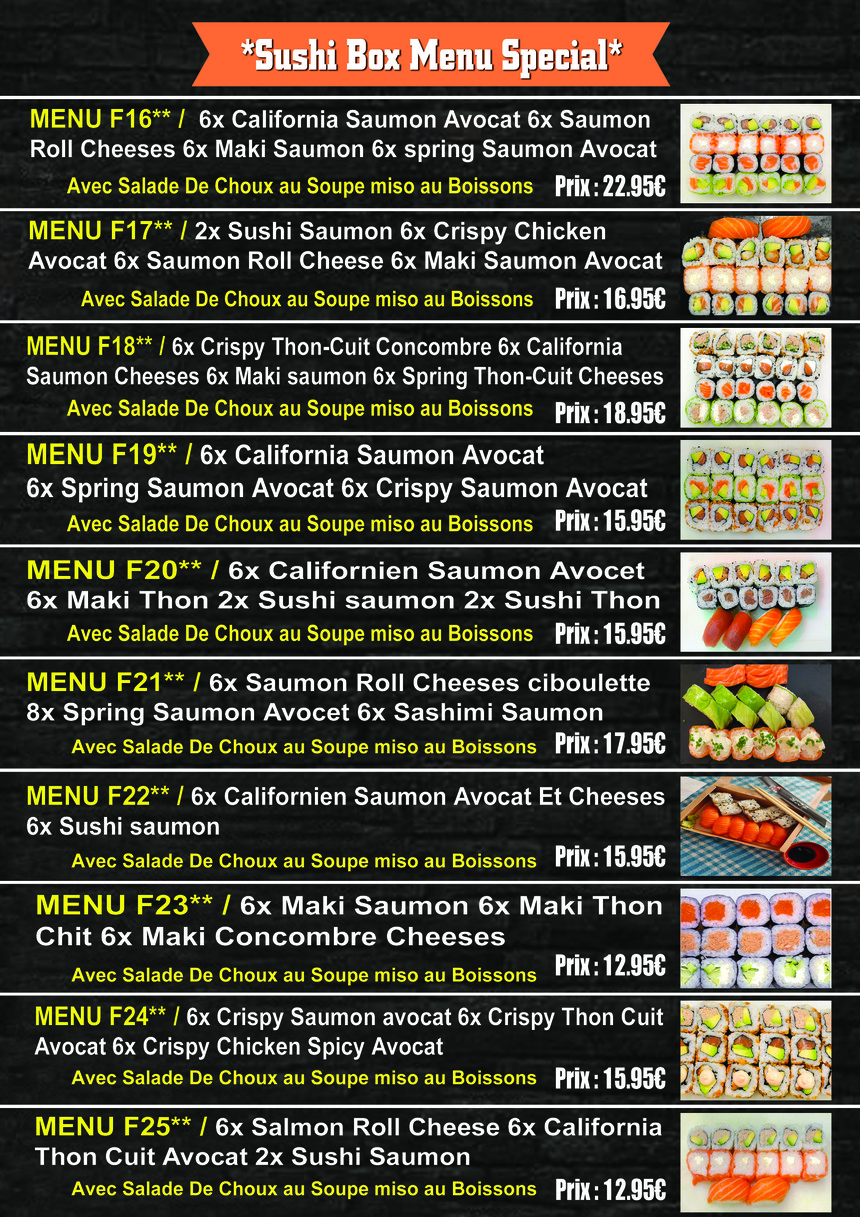 Sushi Box Paris menu 2