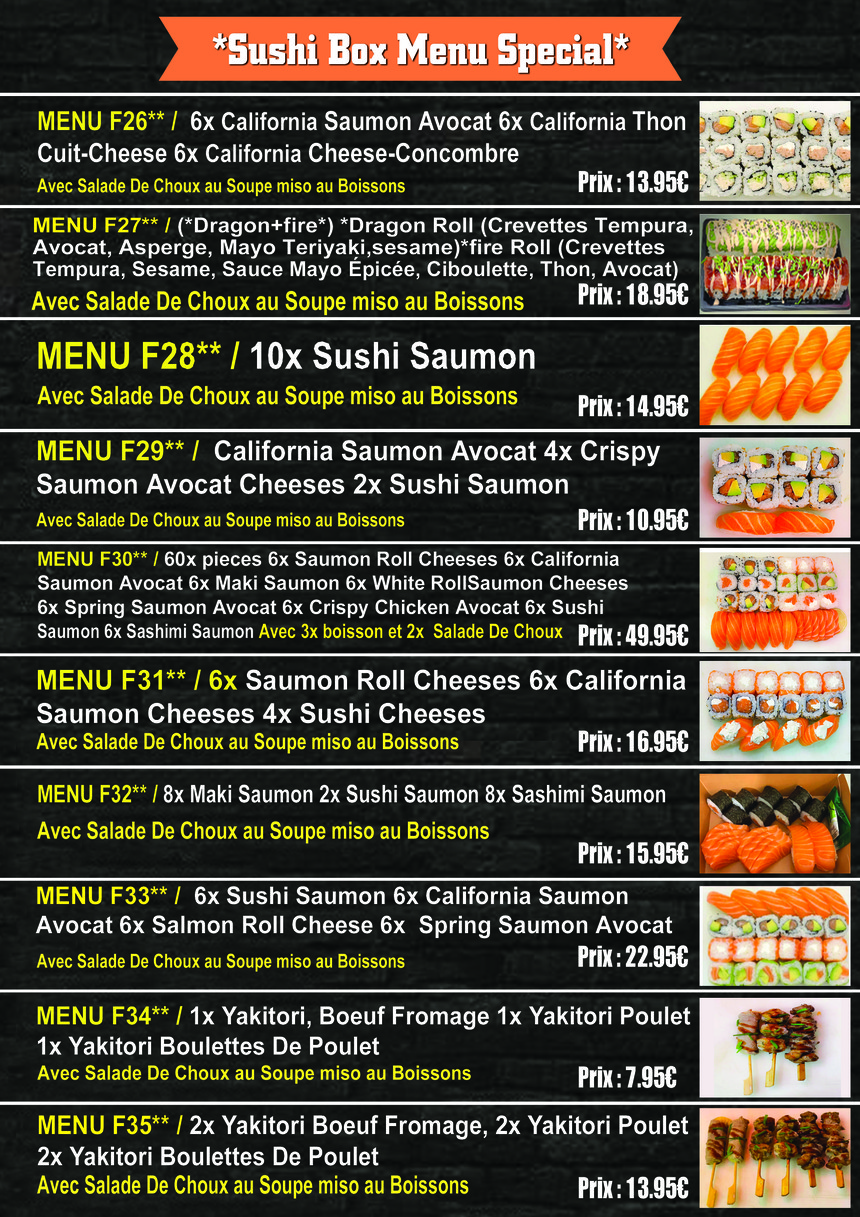 Sushi Box Paris menu 3