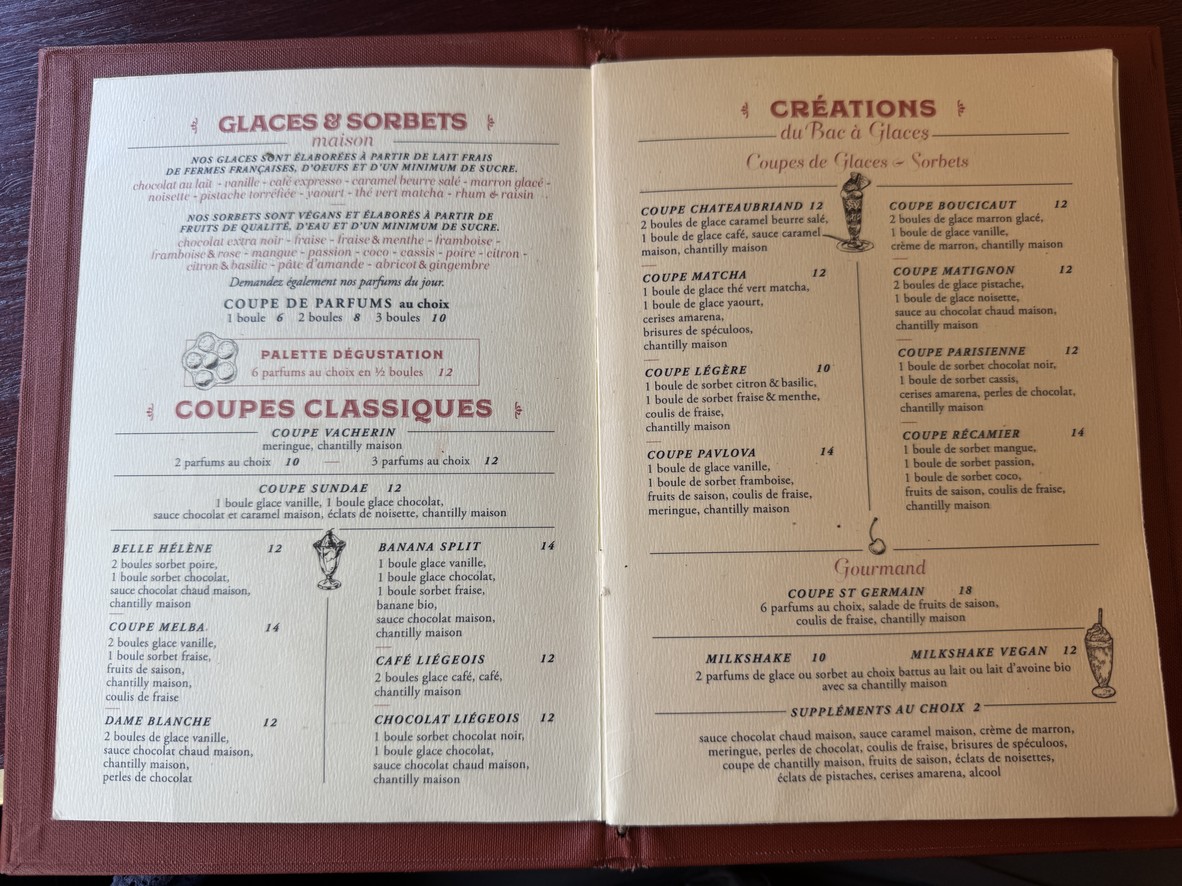 Le Bac à Glaces menu 1
