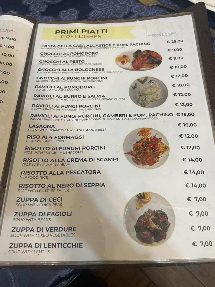 Mia Ristorante menu 2