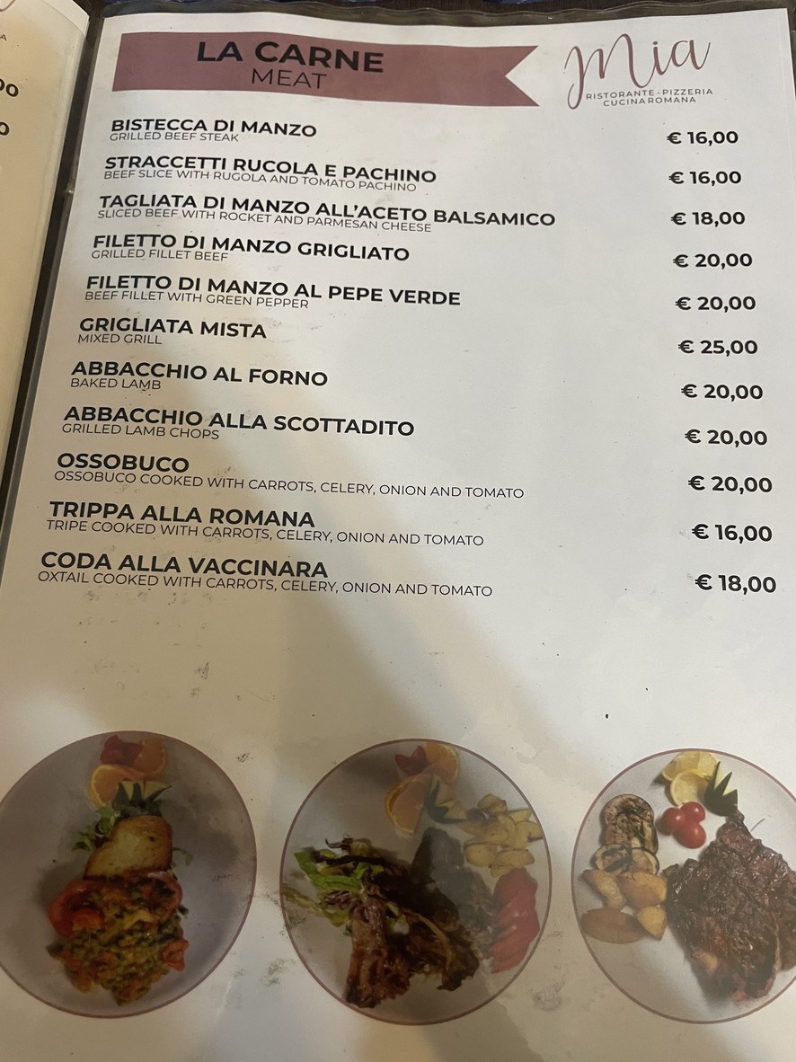 Mia Ristorante menu 5