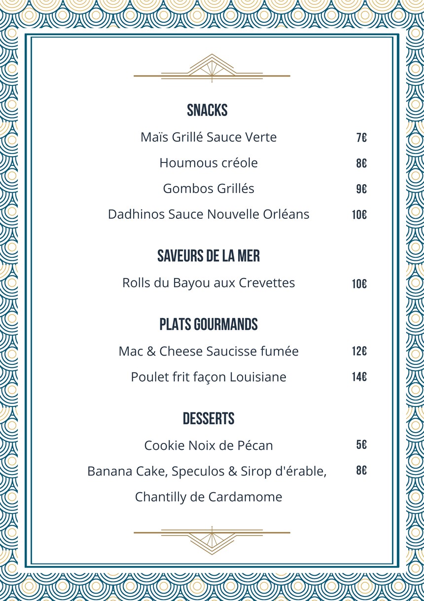 Vieux Carré menu 1