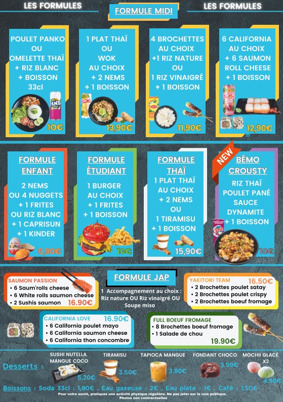 BEMO Thaï Jap & Bao menu 2