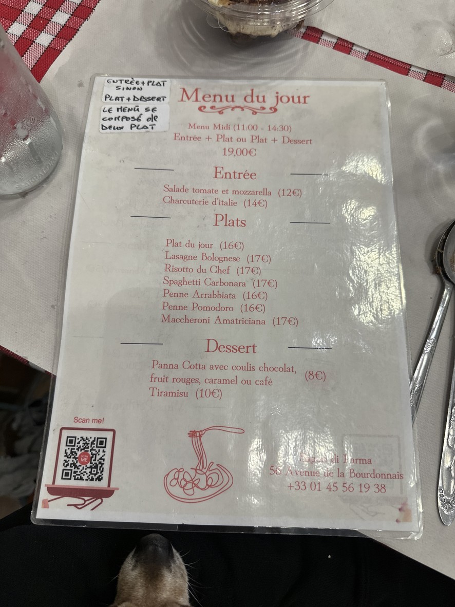 Sapori di Parma menu 1