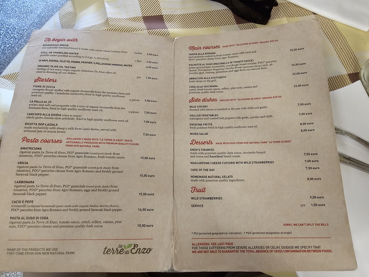Trattoria Da Enzo al 29 menu 1