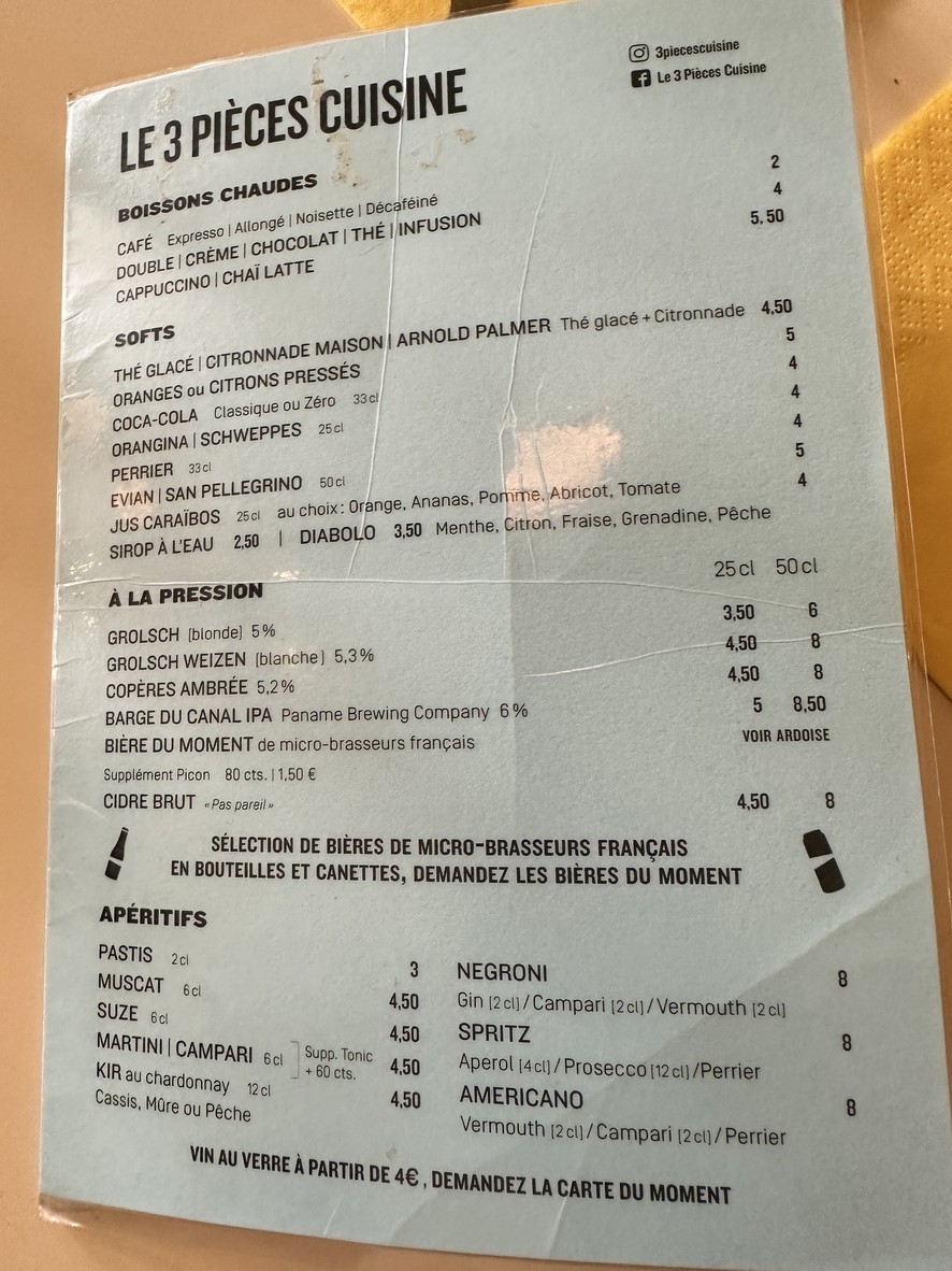 3 Pièces Cuisine menu 3